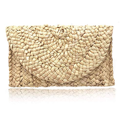 Product Cover Straw Clutch Women Envelope Evening Bag Beach Beige Wallet (Beige-2)