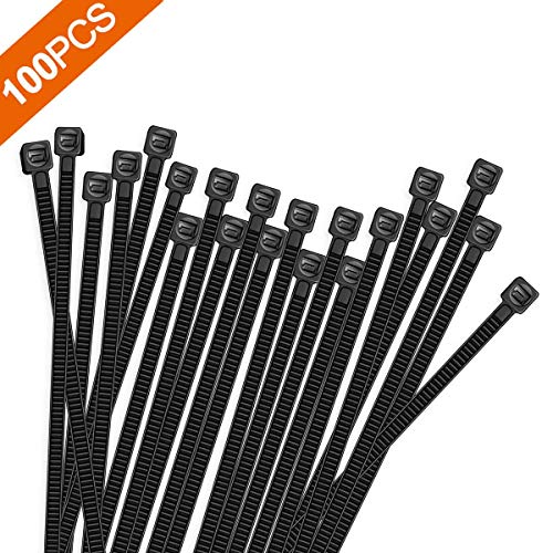 Product Cover Hmrope 100pcs Cable Zip Ties Heavy Duty 8 Inch, Premium Plastic Wire Ties with 50 Pounds Tensile Strength, Self-Locking Black Nylon Tie Wraps for Indoor and Outdoor