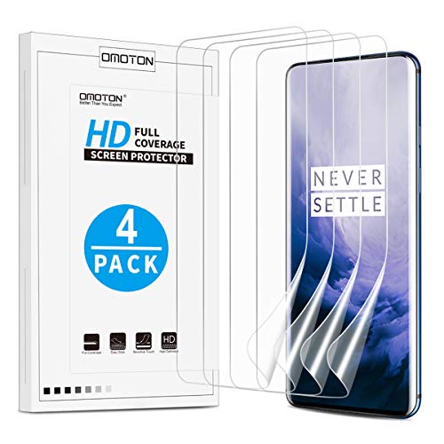 Product Cover [4 Pack] OMOTON Screen Protector for OnePlus 7 Pro - Flexible High Definition TPU Film for OnePlus 7 Pro 2019 Released [6.67 Inch]