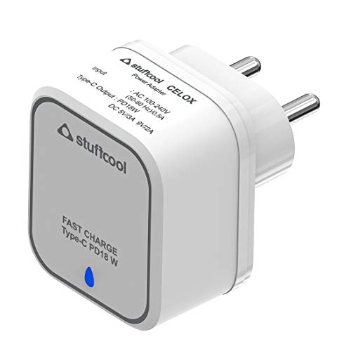 Product Cover Stuffcool Mobile Charger Type C PD 18W Celox Single USB Power Delivery Wall Charger/Adapter - White