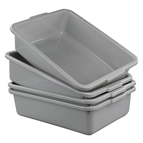 Product Cover Anbers 13L/Grey Plastic Commercial Bus Box, Wash Tub Basin, 4 Packs