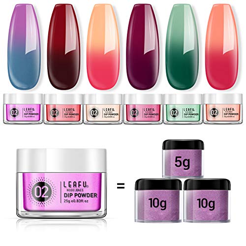 Product Cover Dipping Powder Set - Color Change Dip Powder Refill Set - 6 Dip Powder Colors 0.83oz for Nail Dip Kit Easy Use for Nail Dipping Powder Starter Kit No UV/LED Lamp Needed.