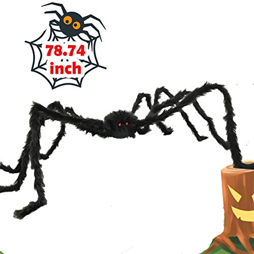 Product Cover 6.5ft Large Halloween Decorations Outdoor Spider Posable Furry Black Giant Scary Fuzzy Spiders Outside Indoor Yard Wed Decor Party Favor