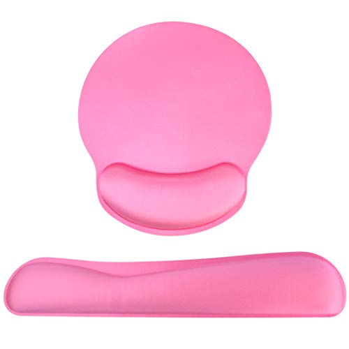 Product Cover Keyboard Wrist Rest Pad Mouse Pad, Memory Foam, Rest Pads Sets for Comfortable Typing & Wrist Pain Relief, Anti-Slip Rubber Base (Pink)