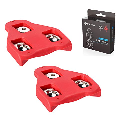 Product Cover Inkesky Bike Cleats Compatible with Look Delta 9 Degree Float - for Spin & Road Shoes - Red
