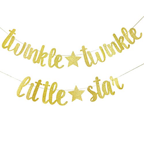 Product Cover Twinkle Twinkle Little Star Banner- Birthday Party Baby Shower Party Decorations (Gold)