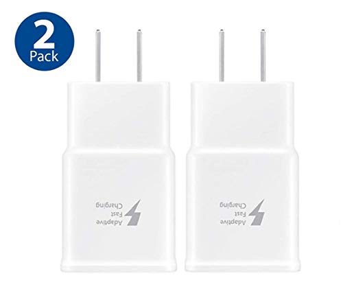 Product Cover Samsung Adaptive Fast Charging Wall Charger Adapter Compatible with Samsung Galaxy S6 S7 S8 S9 S10 / Edge/Plus/Active, Note 5,Note 8, Note 9 and More (2 Pack) ChiChiFit Quick Charge (White)