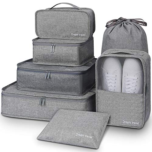 Product Cover Mossio 7 Set Packing Cubes with Shoe Bag - Luggage Organizers Suitcase Travel Accessories