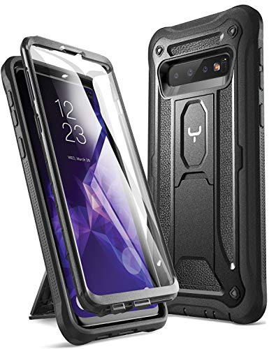 Product Cover YOUMAKER Case for Galaxy S10, Built-in Screen Protector Work with Fingerprint ID Kickstand Full Body Heavy Duty Protection Shockproof Cover for Samsung Galaxy S10 6.1 inch (2019) - Black