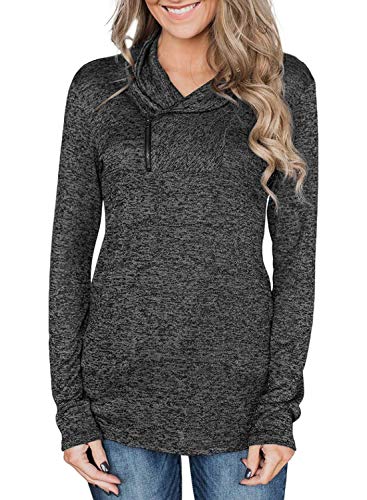 Product Cover Dearlove Womens Cowl Neck Zip Lightweight Pullover Tunic Sweatshirt Tops