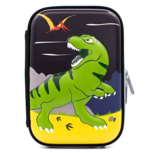 Product Cover Dinosaur Boys Cute School Supply Organizer Cool Pencil Case Box Holder Bag with Zipper for Kids Girls Children (Green Dinosaur)