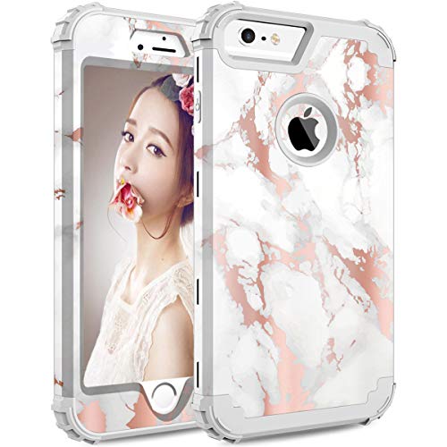 Product Cover ZHK iPhone 6s Plus Case, iPhone 6 Plus Case Marble 3 Layer Heavy Duty Shockproof Cute Girls Woman Anti-Scratch Protective Case Cover for Apple iPhone 6 Plus/6s Plus 5.5 inch -Gray Gold Marble