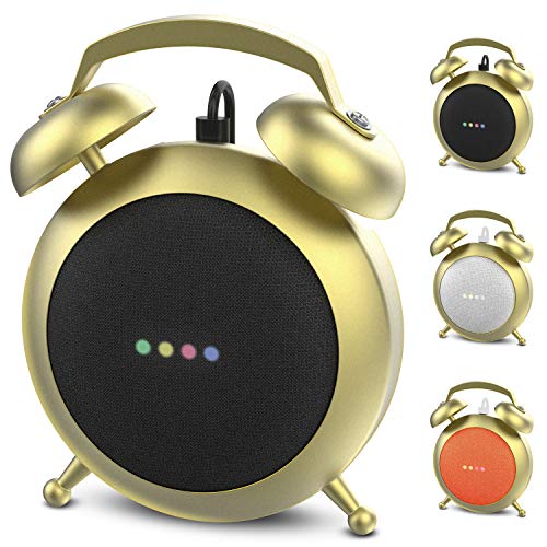 Product Cover Google Home Mini Stand Holder, Retro Alarm Clock Stand Mount Base Protective Case Compatible with Google Home Mini and Nest Mini(Gold)