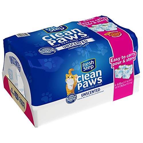 Product Cover Fresh Step Clean Paws Unscented Low Tracking Clumping Cat Litter, 34.2 pounds, Grey