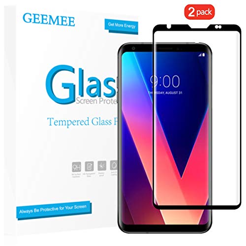 Product Cover [2 Pack] GEEMEE for LG V30/V30 Plus/V35 ThinQ Tempered Glass Screen Protector,9H 3D Case Friendly Anti-Scratch Anti-Fingerprint Easy to Install Full Coverage Clear Film (Black