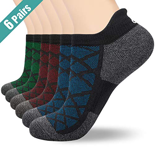 Product Cover Batuzon Running Socks Men Ankle Athletic Socks Womens Low Cut Breathable Non-slip Sports Socks for Men Women 6 Pairs