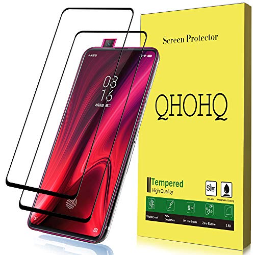 Product Cover [2 Pack] QHOHQ Screen Protector for Xiaomi Mi 9T / 9T Pro/Redmi K20/Redmi K20 Pro,[Full Coverage] Tempered Glass Case Friendly Protection Film for Xiaomi Mi 9T / 9T Pro (Black)