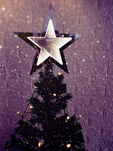 Product Cover 0'LITSTR Tree Topper Star 3D Infinity 9.9 Inch Indoor Tree Top Decoration Warm White LED