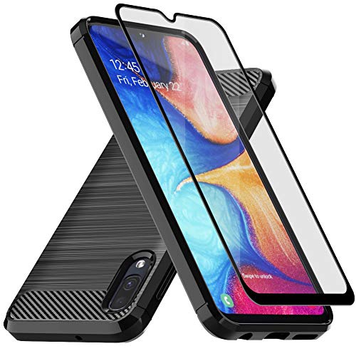 Product Cover E-outfit Samsung Galaxy A10E Case, with Tempered Glass Screen Protector, Slim Soft TPU Protective Rubber Bumper Case Cover for Samsung Galaxy A10E Phone (Black)