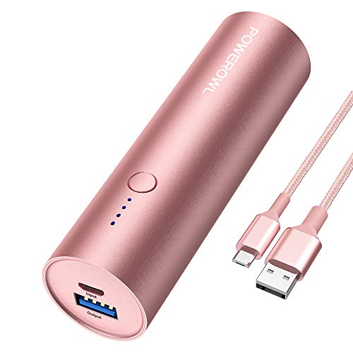 Product Cover POWEROWL Portable Charger (5000mAh, Ultra-Compact, Universal) Travel Small USB Power Bank, High Capacity Lightweight External Battery Pack Compatible with iPhone iPad Samsung and More - Rose Gold