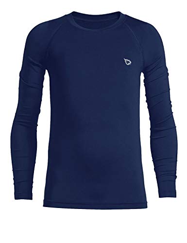 Product Cover BALEAF Youth Boys'/Girls' Thermal Compression Sports Shirts Long Sleeve Fleece Base Layer Crew Neck Navy Size L