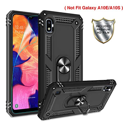Product Cover Gritup Galaxy A10 Phone Case,Galaxy A10 Cases with HD Screen Protector, 360 Degree Rotating Metal Ring Holder Kickstand Armor Anti-Scratch Bracket Cover Phone Case for Samsung Galaxy A10 Black