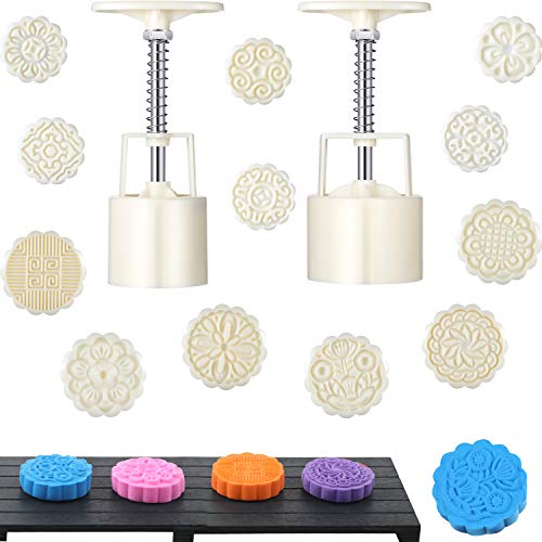 Product Cover 14 Pieces Bath Bomb Mold Kit Includes 2 Pieces Bath Bombs Press with 12 Pieces Stamps for Making DIY Bath Bombs Tools