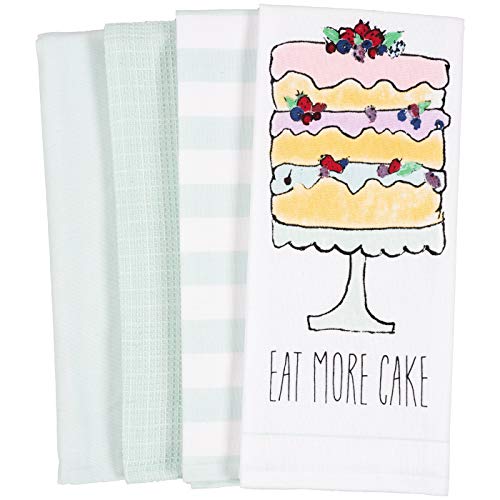 Product Cover KAF Home Pantry Eat More Cake Kitchen Dish Towel Set of 4, 18 x 28-Inch