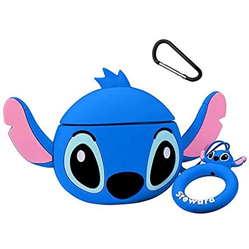 Product Cover Joyleop(Q Stitch-Blue) Compatible with Airpods 1/2 Case Cover,3D Cute Cartoon Animal Funny Fun Cool Kawaii Fashion,Silicone Character Skin Keychain Ring,Girls Boys Teens Kids,Case for Airpod 1& 2