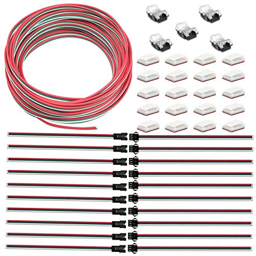 Product Cover AWSOM 3Pin LED Strip Wire Kit 22AWG，10mm RGB LED Strip Connectors 3 Pin,3 Pin JST SM Male to Female Plug for WS2811,2812B Led Strip Lights