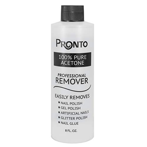 Product Cover Pronto 100% Pure Acetone - Quick, Professional Nail Polish Remover - For Natural, Gel, Acrylic, Sculptured Nails (8 oz.)
