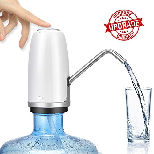 Product Cover Quiet Water Bottle Pump - Premium Water Dispenser for 5 Gallon Water Jug, 3 Gal, Portable Electric USB Charging, Tankless, Stainless Steel Spout, Anti-Leakage for Countertop Camping Party Outdoor RV