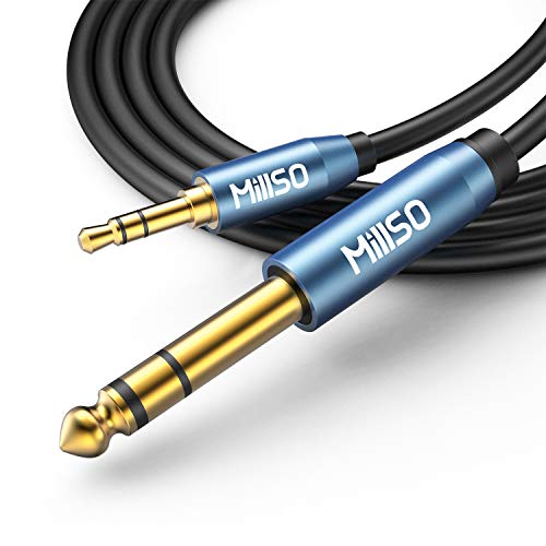 Product Cover MillSO 6.35mm Male 1/4 to 3.5mm Male 1/8 TRS Stereo Audio Cable (8 ft), Headphone Adapter 1/8 to 1/4 Adapter for Guitar, Piano, Amplifiers, Home Theater Devices, or Mixing Console - 8 Feet