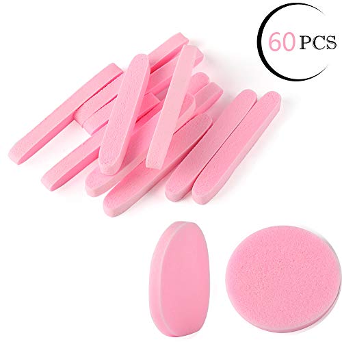 Product Cover Facial Sponge Compressed,PVA Professional Makeup Removal Wash Round Face Sponge Pads Exfoliating Cleansing for Women (60 Pcs, Pink)
