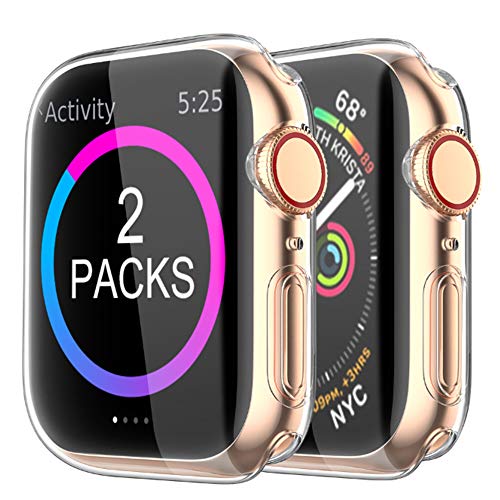 Product Cover [2 Pack] BRG Case for Apple Watch Screen Protector 44mm,iWatch Series 5 4 Soft TPU HD Clear Ultra-Thin Overall Protective Cover Case