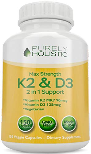 Product Cover Vitamin D3 5000IU with K2 (MK7), Great Value 150 Vitamin D3 K Capsules, Easy to Swallow Vitamin D and K Supplement, Non GMO Vitamin D & K Complex