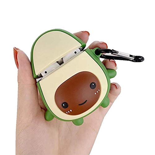 Product Cover Avocado Airpod Case for Apple Airpods 1&2, Cute 3D Funny Cartoon Soft Silicone Cover, Kawaii Fun Cool Keychain Design Skin, Fashion Color Cases for Girls Kids Boys Air pods