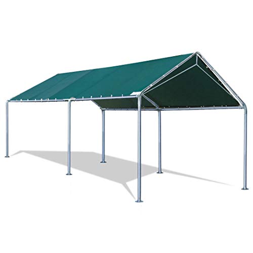 Product Cover Quictent 10X20'ft Upgraded Heavy Duty Carport Car Canopy Party Tent with 3 Reinforced Steel Cables-Green