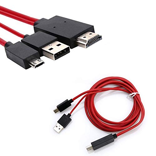 Product Cover Phone to Tv Cable, MHL Micro USB to HDMI 1080P HD TV Cable Adapter for Samsung Galaxy S5, S4, S3, Note 3, Note 2 (red)