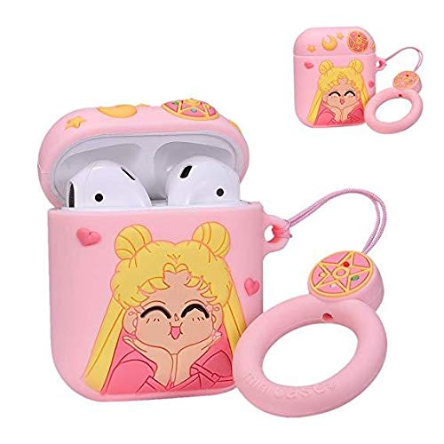 Product Cover Coralogo Compatible with Airpods 1/2 Cute Case,Cartoon Character Silicone Airpod Designer Skin Kawaii Funny Fun Cool Keychain Ring Design Cover Air pods Cases for Girls Ladies Kids Teens(Sailor Moon)