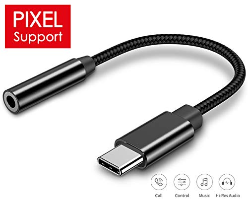 Product Cover USB C to Aux Adapter for Google Pixel 2/2XL/3/3X，Nylon Braided USB C Headphone Adapter, USB C to Audio Jack，USB C Dongle Headphone Jack, USB Type C 3.5mm Adapter Compatible with Samsung S10/S9/Note 9
