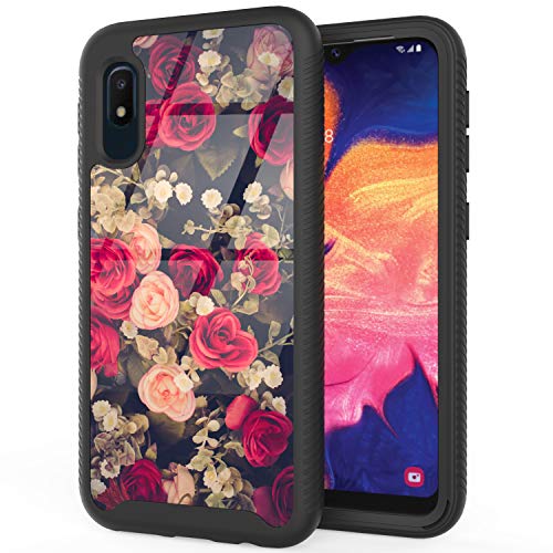 Product Cover ANLI Samsung Galaxy A10e Case, Fashion Floral Design Drop Protection Hybrid Dual Layer Armor Protective Case Cover for Girls and Women Rose Flowers