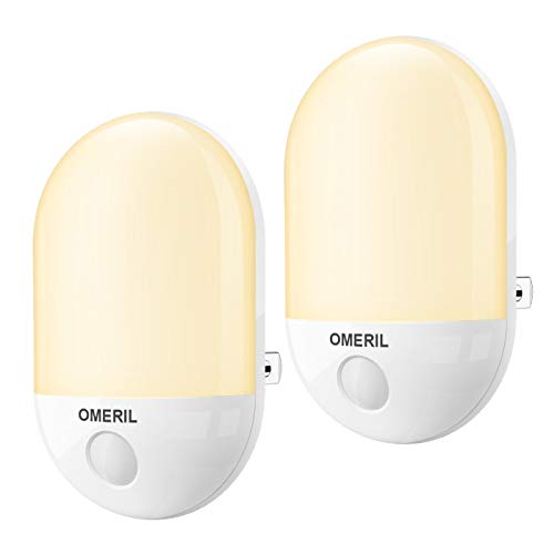 Product Cover OMERIL Night Light for Kids-2 Packs Plug in Night Lights with Auto Dusk to Dawn Photocell Sensor, Baby Night Light for Kids, Children's Room, Hallway, Nurseries, Stair-Warm White Light.