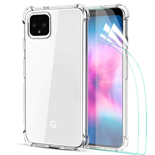 Product Cover Tmacker Google Pixel 4XL Case, Google Pixel 4 XL Phone Case with 2 Pack HD Soft Screen Protector,Soft TPU Crystal Transparent Slim Anti Slip Full-Body Protective Phone Case-Clear