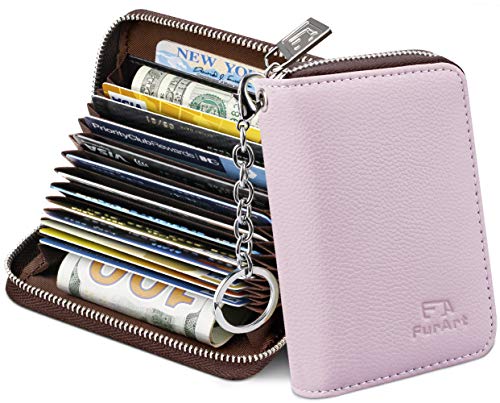 Product Cover FurArt Credit Card Wallet, Zipper Card Cases Holder for Men Women, RFID Blocking, Key Chain, 15/16 Slots, Compact Size
