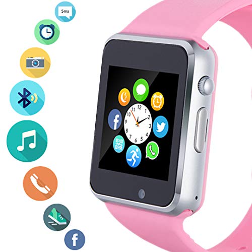 Product Cover Smart Watch, Smartwatch Phone with SD Card Camera Pedometer Text Call Notification SIM Card Slot Music Player Compatible for Android Samsung Huawei and IPhone (Partial Functions) for Women Teens Girls