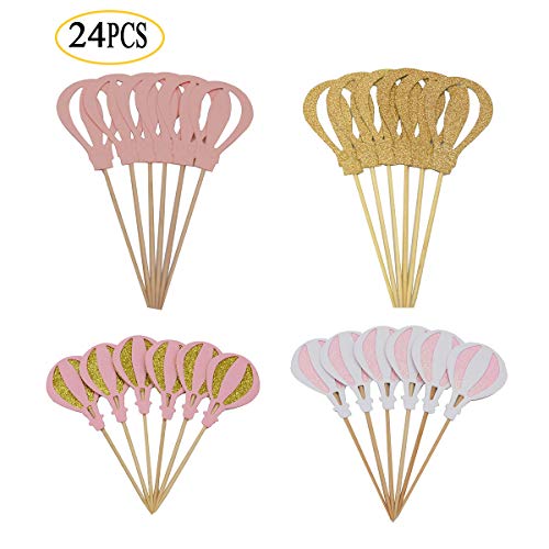 Product Cover Pack of 24 Hot Air Balloon Cupcake Topper for Baby Birthday Party Decoration