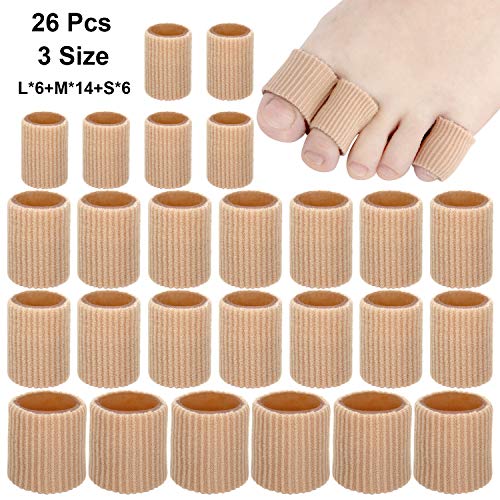 Product Cover 26 Pieces Toe Cushion Tube 0.98 Inches Toe Tubes Sleeves 3 Different Size Soft Gel Corn Pad Protectors for Cushions Corns,Blisters, Calluses, Toes and Fingers.
