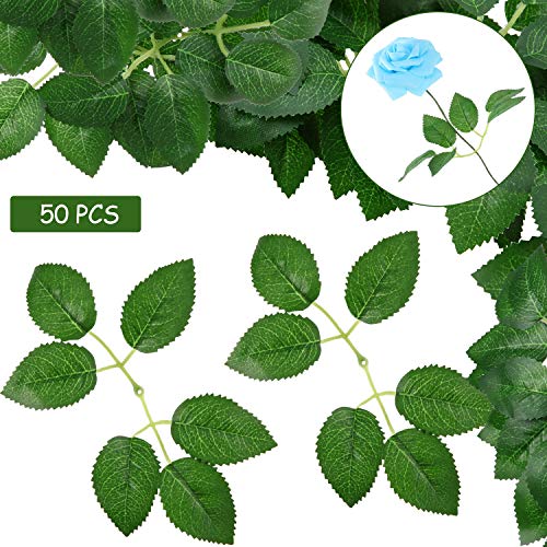 Product Cover WILLBOND Artificial Rose Leaves Centerpieces Addition for Artificial Flowers Blush Roses Wedding Bouquets Centerpieces Party Vine Garlands Wreath Decoration (50)