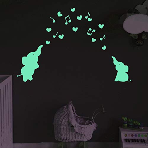 Product Cover Baby Kids Gift Glow in The Dark Elephant Wall Decal for Nursery babyroom Bedroom